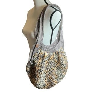 Large Crochet Mesh Market Bag Cotton and Acrylic Handcrafted Handmade Reusable
